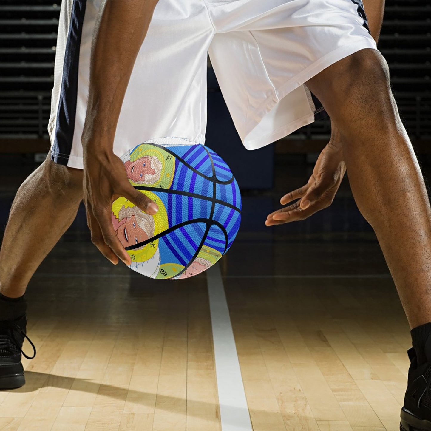 Basketball - Eight - Panel Printed GLOBAL FREEDOM UNITED© 4 ARCHANGELS DEEP BLUE