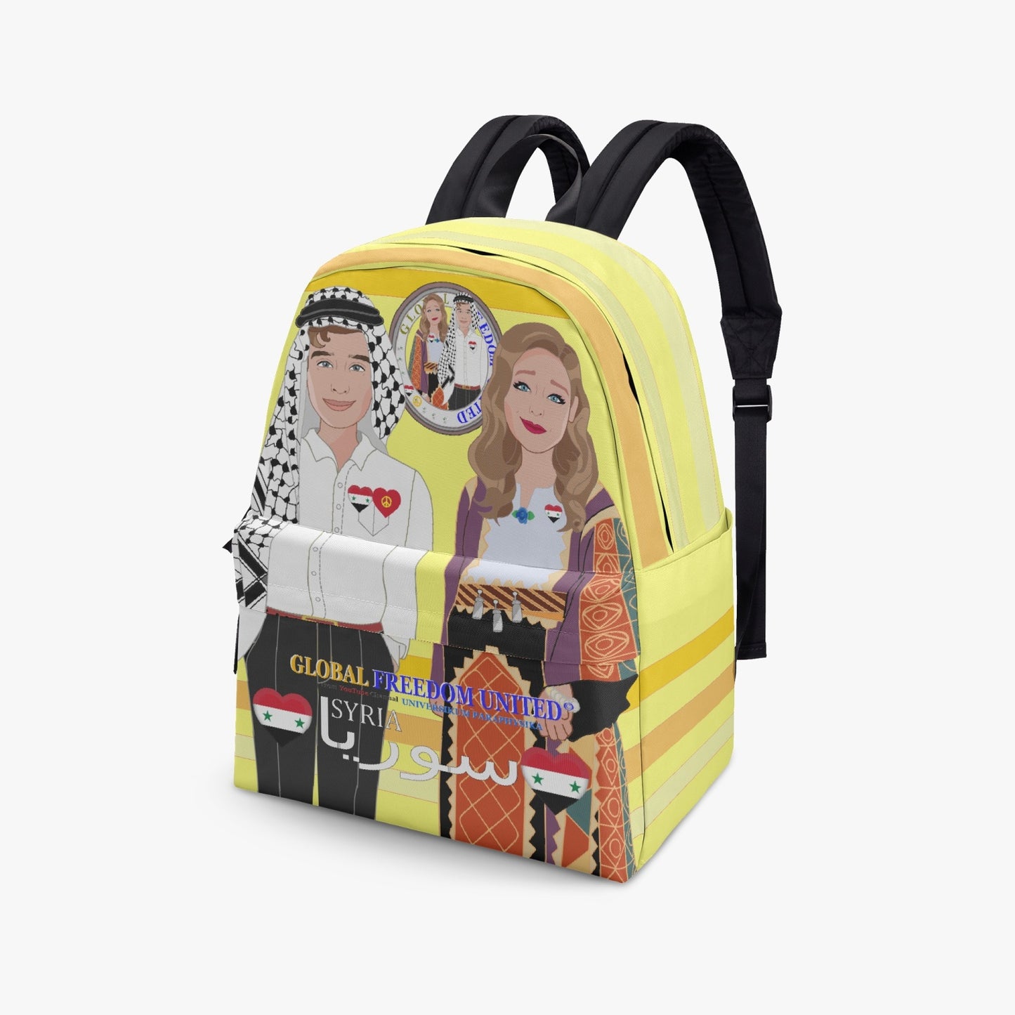 GLOBAL FREEDOM UNITED© Couple Syria Yellow - All-over-print Canvas Backpack