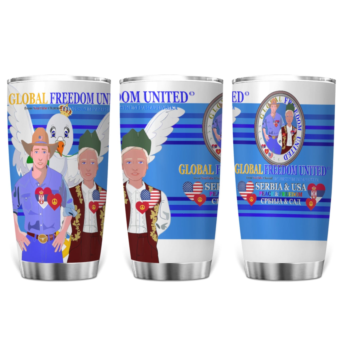 Tumbler GLOBAL FREEDOM UNITED© Men Serbia & USA Deep Blue