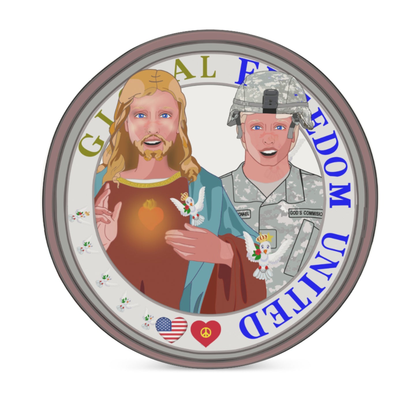 Ceramic Coasters GLOBAL FREEDOM UNITED© Jesus Is A Hero Veteran For Us American Soldiers