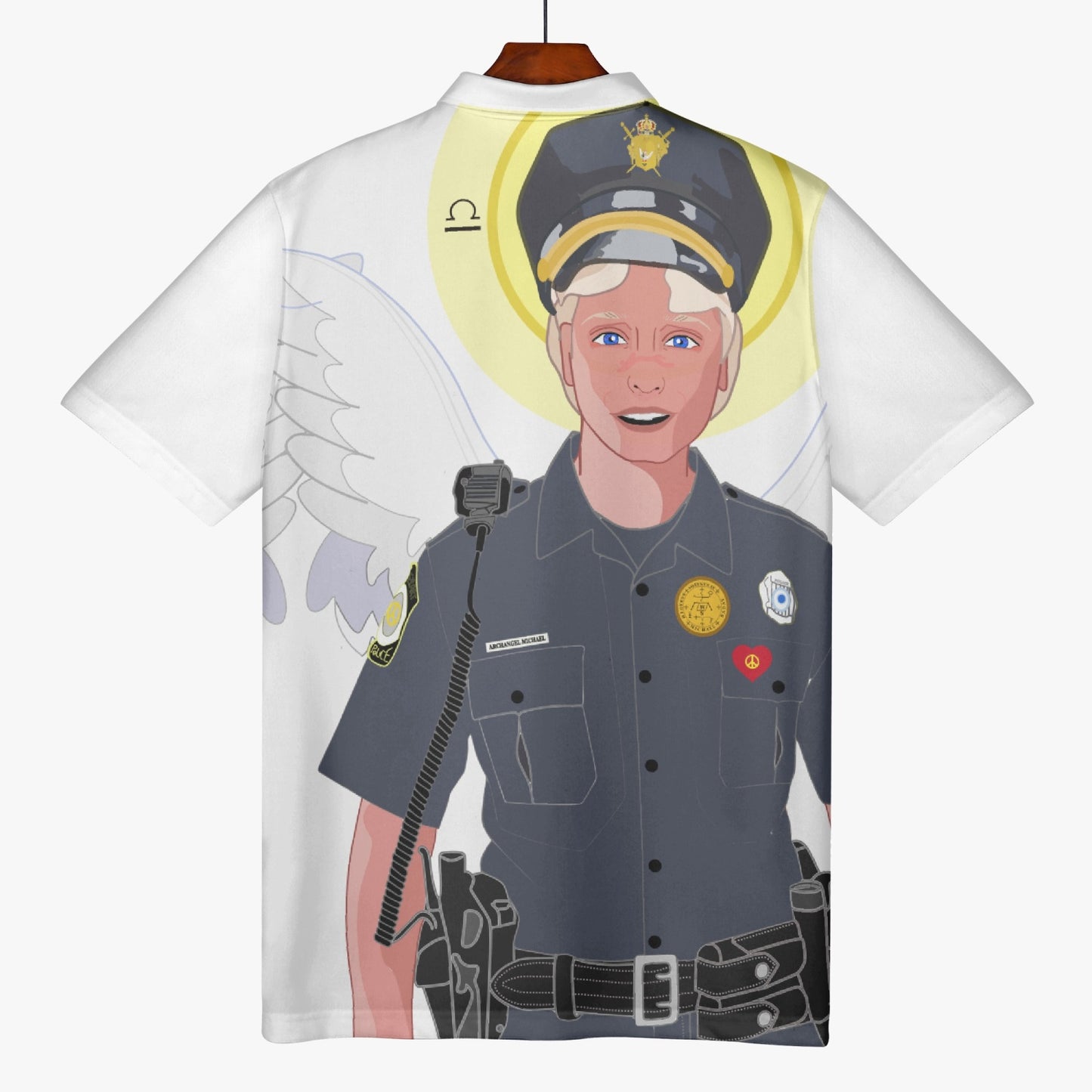Handmade AOP Men Polo Shirt GLOBAL FREEDOM UNITED© Archangel Michael Policemen