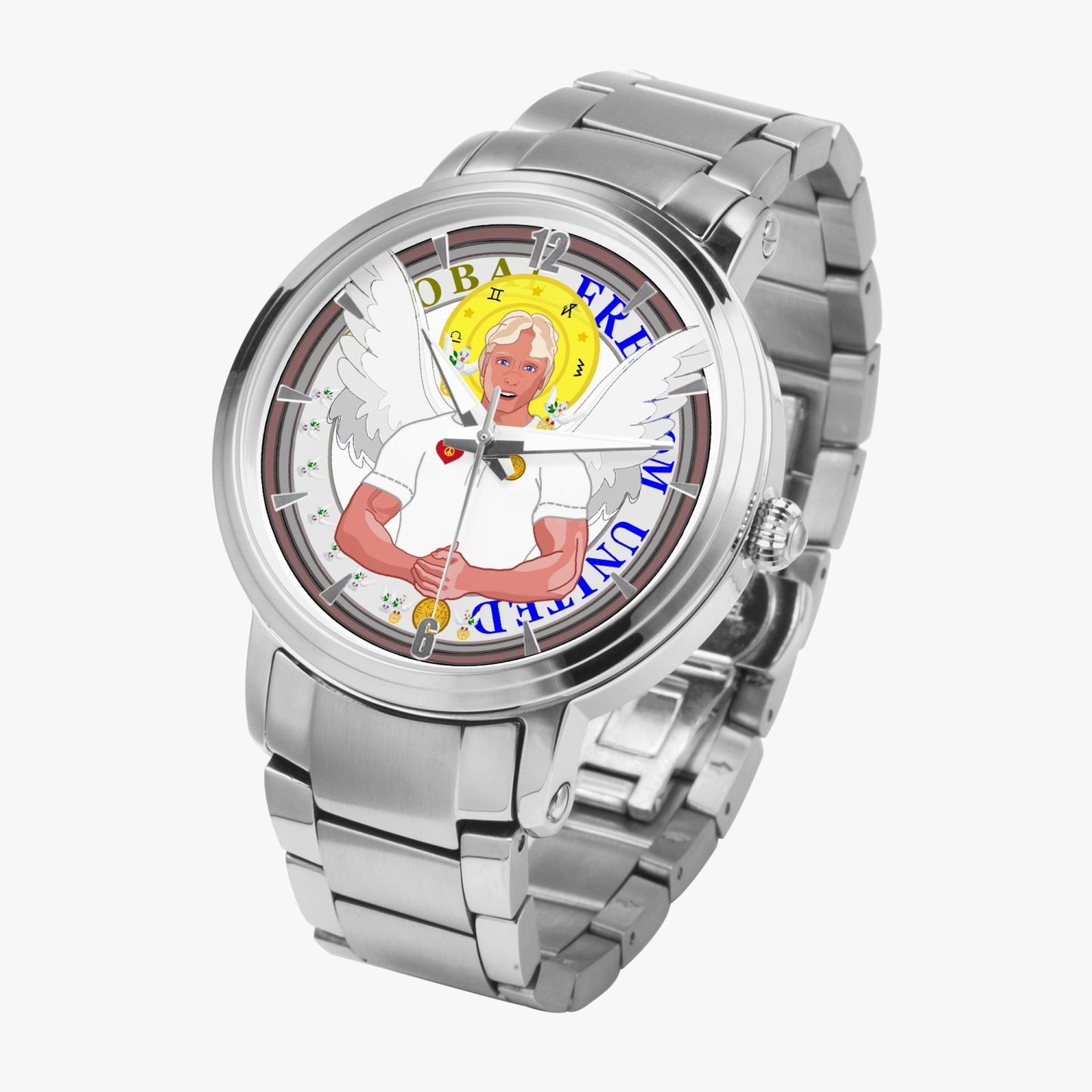 New Steel Strap Automatic Watch (With Indicators) GLOBAL FREEDOM UNITED ARCHANGEL MICHAEL NO2