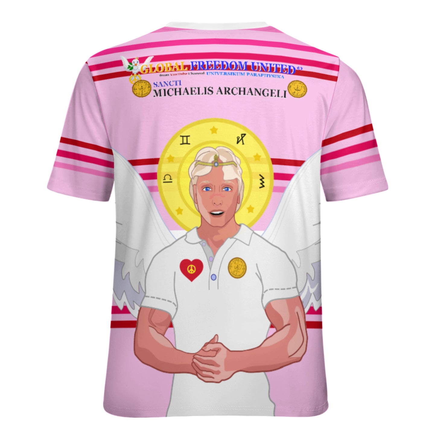 Women´s T-shirt  Global Freedom United© Archangel Michael In Latin V2 Pink1