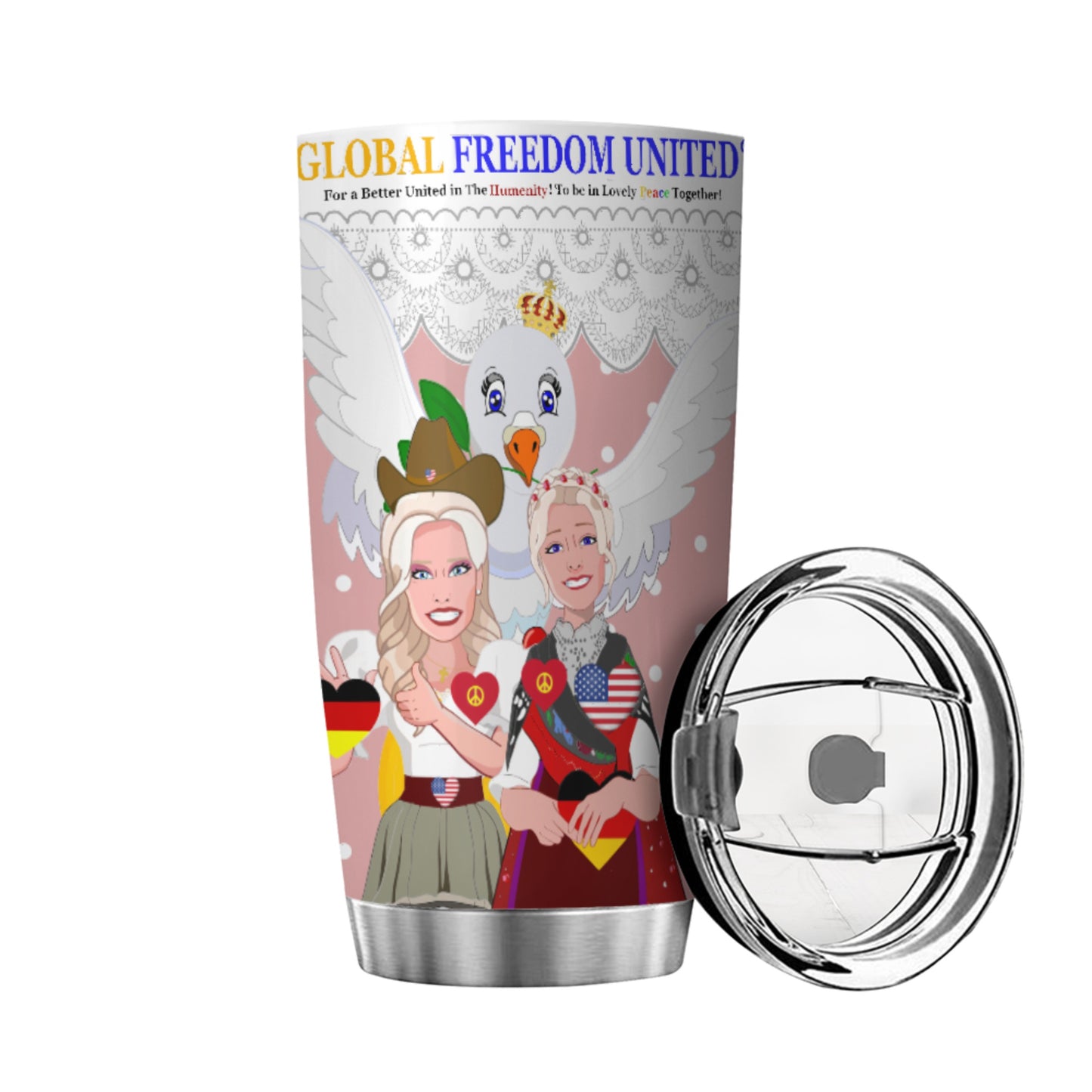 Tumbler GLOBAL FREEDOM UNITED© Women Germany & USA Pink1