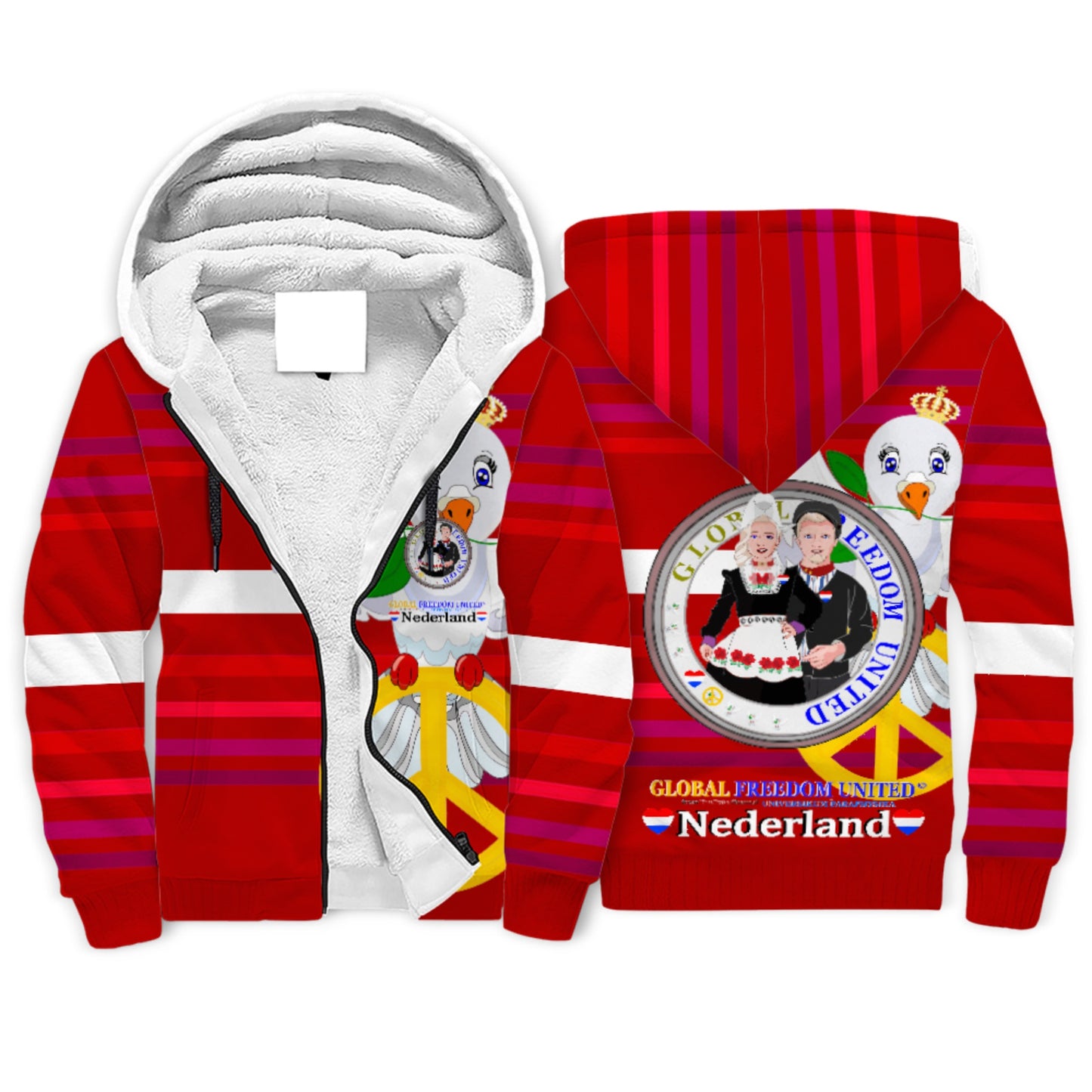 Plush HoodieGLOBAL FREEDOM UNITED© Couple Nederland Red