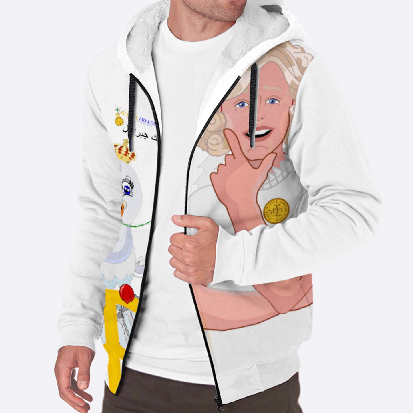 Plush Hoodie GLOBAL FREEDOM UNITED© Archangel Gabriel Dove Of Peace