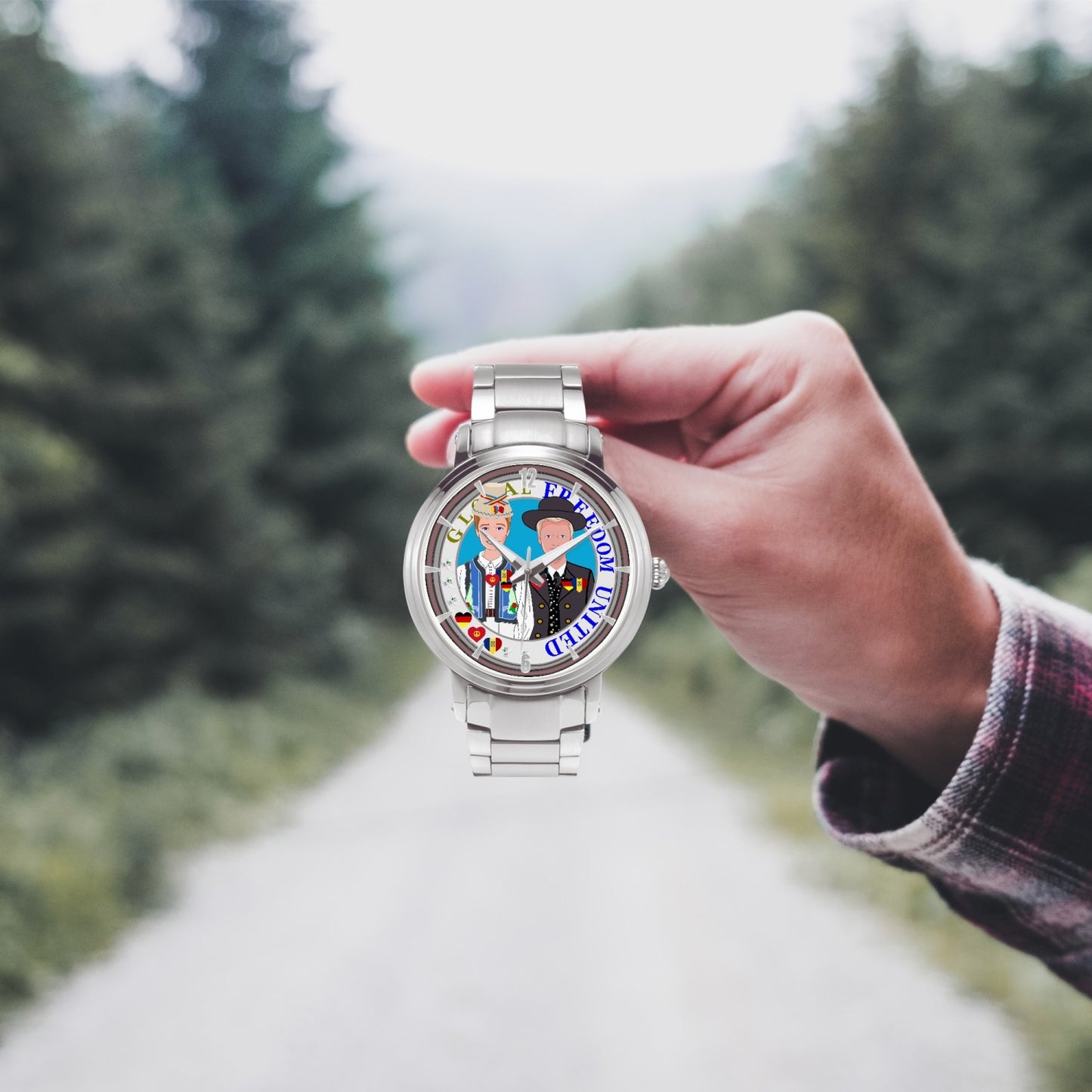 GLOBAL FREEDOM UNITED© New Steel Strap Automatic Watch (With Indicators) Men Romania & Germany