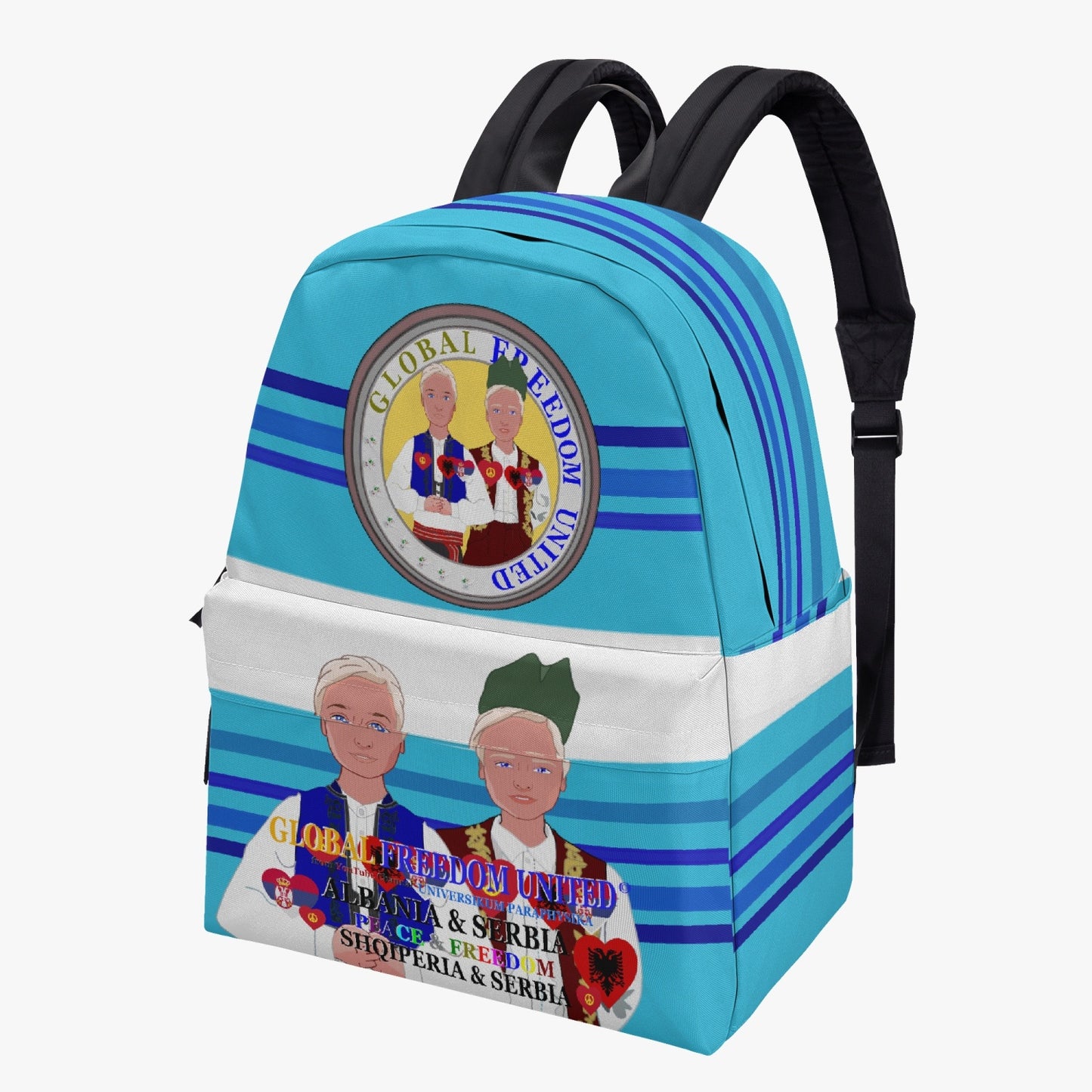 GLOBAL FREEDOM UNITED MEN ALBANIA & SERBIA OLD PEACE All-over-print Canvas Backpack