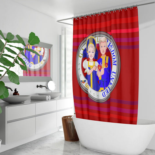 GLOBAL FREEDOM UNITED© Couple Russia Red - Quick-drying Shower Curtain