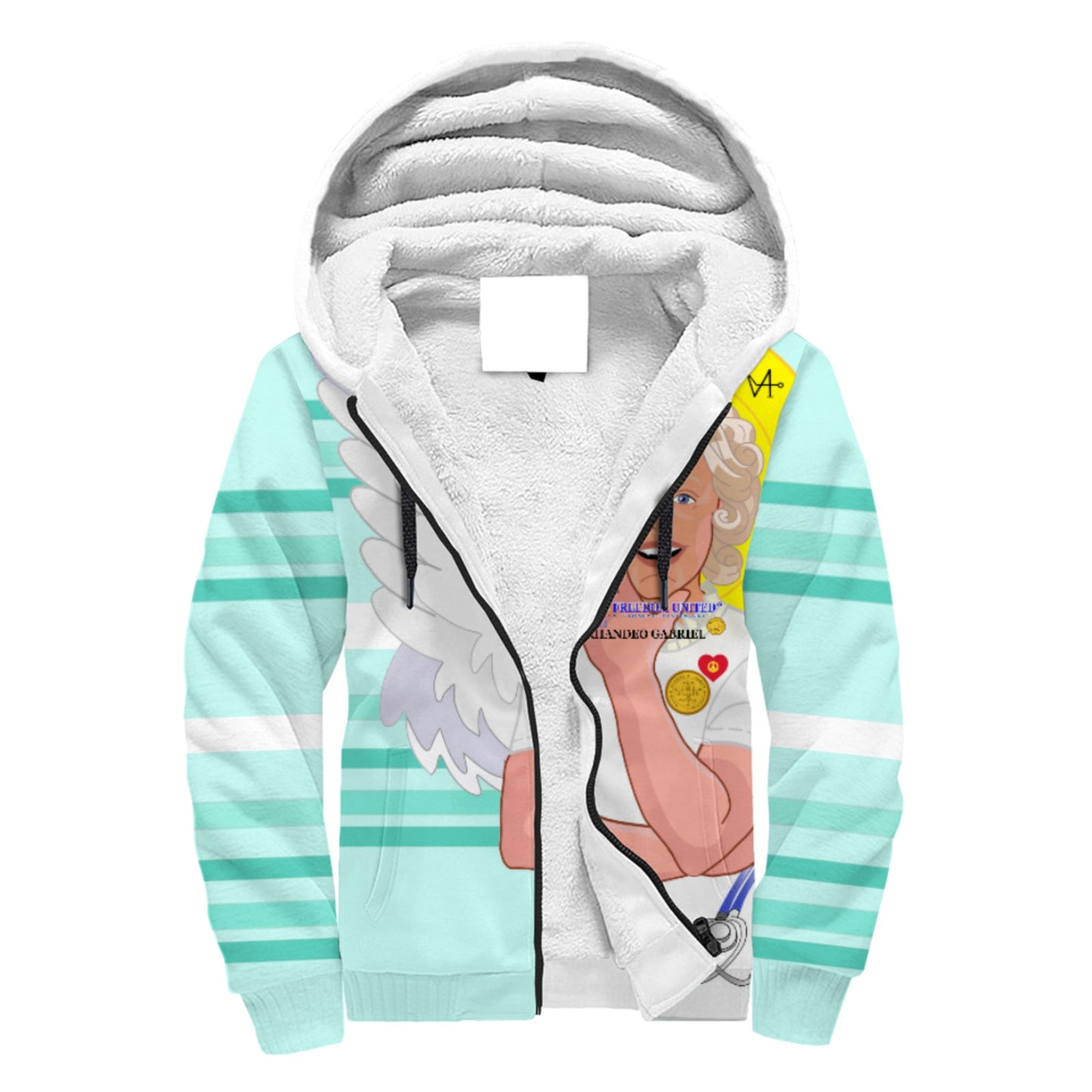 Plush Hoodie GLOBAL FREEDOM UNITED© Archangel Gabriel Croatia Light Green