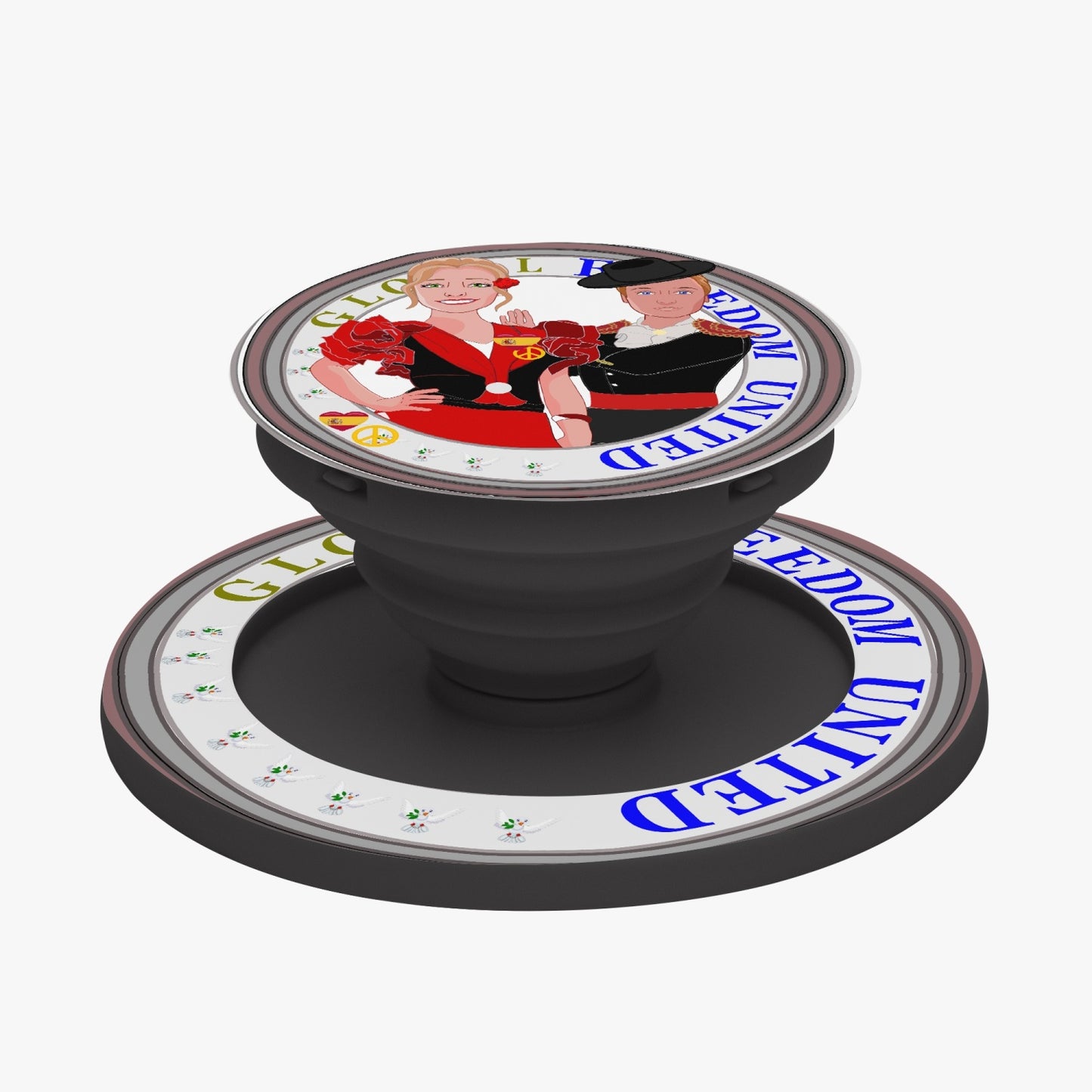 GLOBAL FREEDOM UNITED© Couple Spain Magnetic Collapsible Grip And Stand