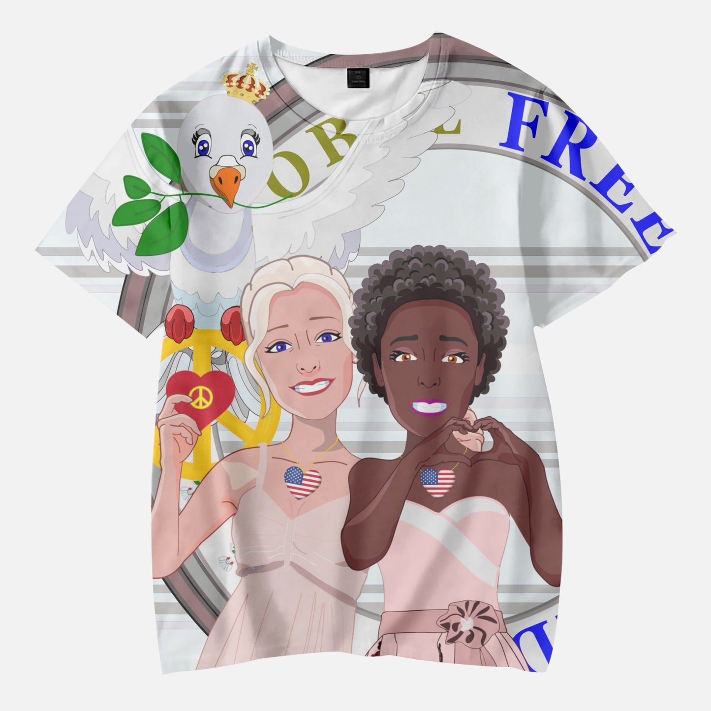 Kids' Short T-Shirts GLOBAL FREEDOM UNITED ANTI FASHISM & RACISM GIRL WIGHT
