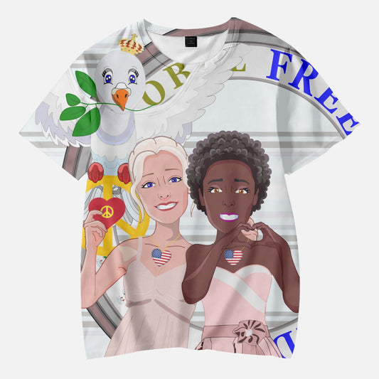 Kids' Short T-Shirts GLOBAL FREEDOM UNITED ANTI FASHISM & RACISM GIRL WIGHT
