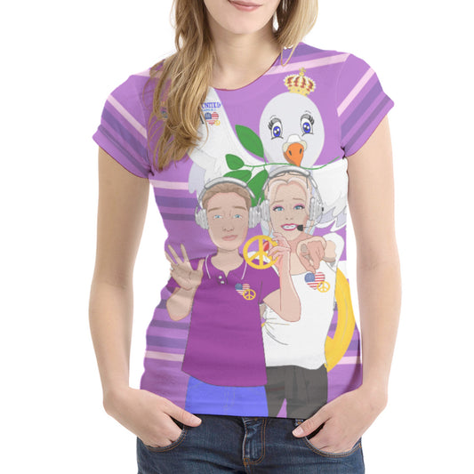 Women´s T-shirt 1 GLOBAL FREEDOM UNITED© Couple USA Wight American Lilac