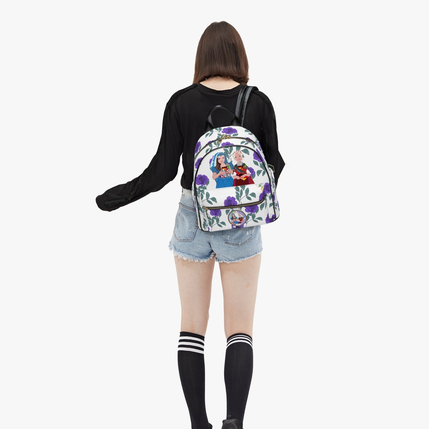 GLOBAL FREEDOM UNITED© Women Afghanistan & Germany Lilac Roses - All Over Printed PU Backpack