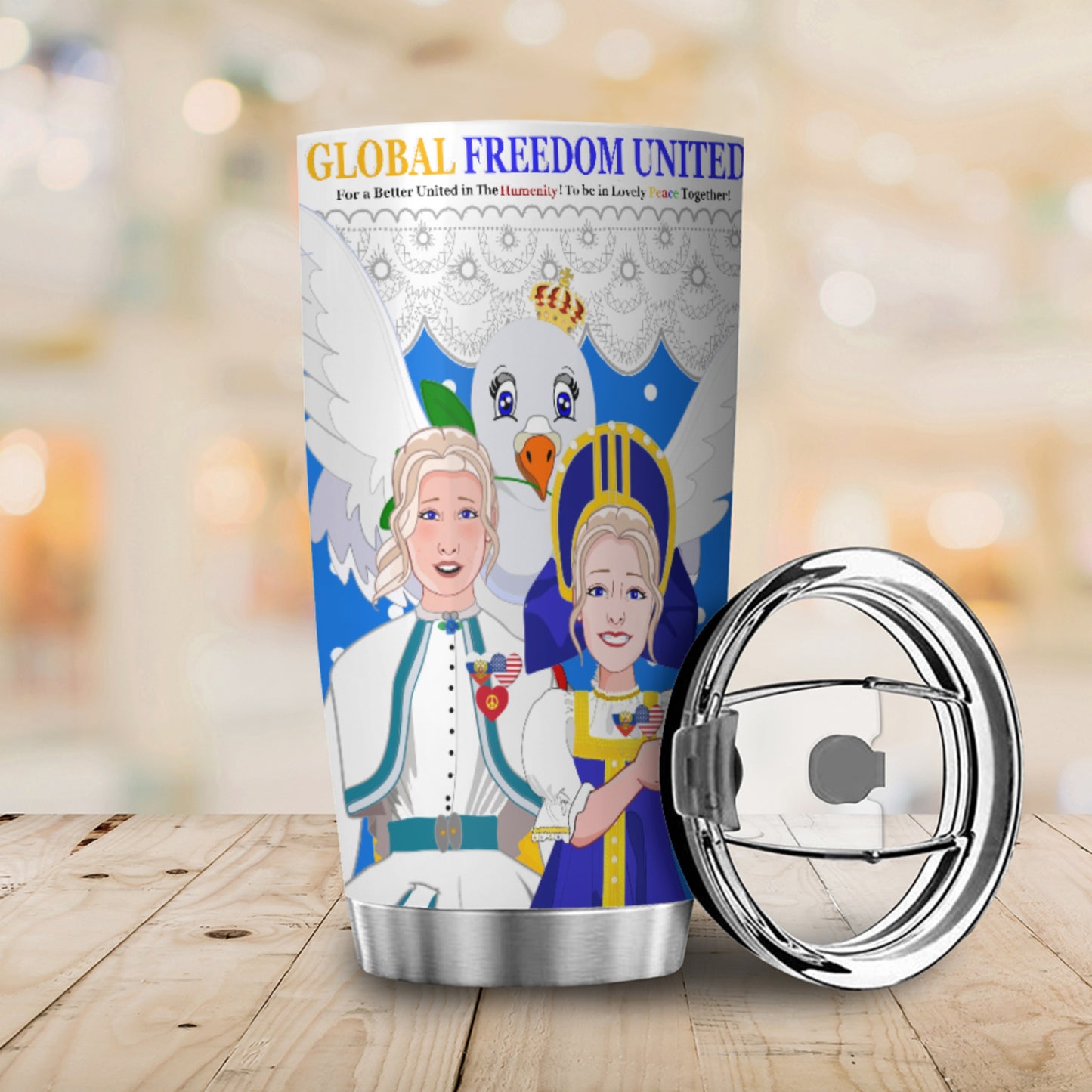 Tumbler GLOBAL FREEDOM UNITED© Women Russia & USA Blue