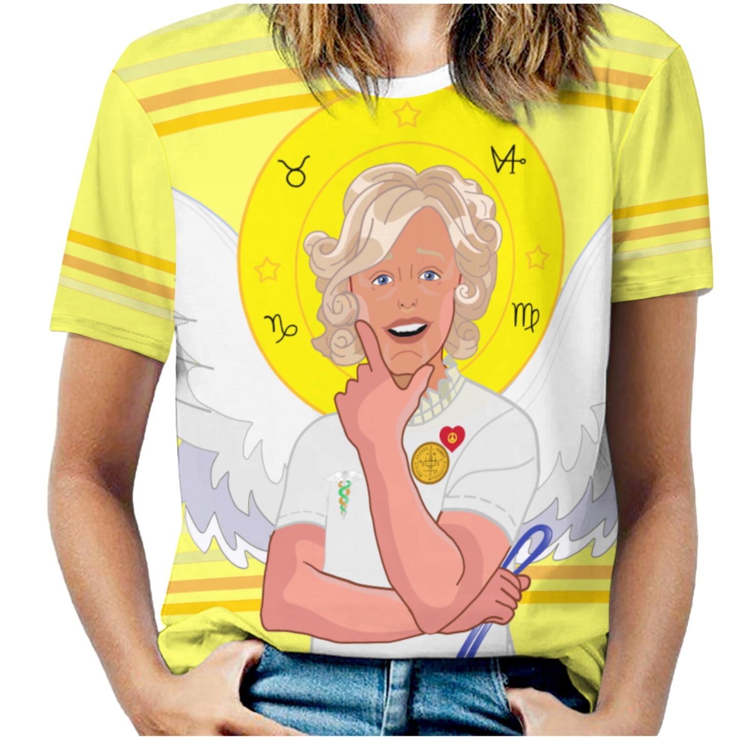 Women´s T-shirt 2 GLOBAL FREEDOM UNITED© Archangel Gabriel Croatia Yellow