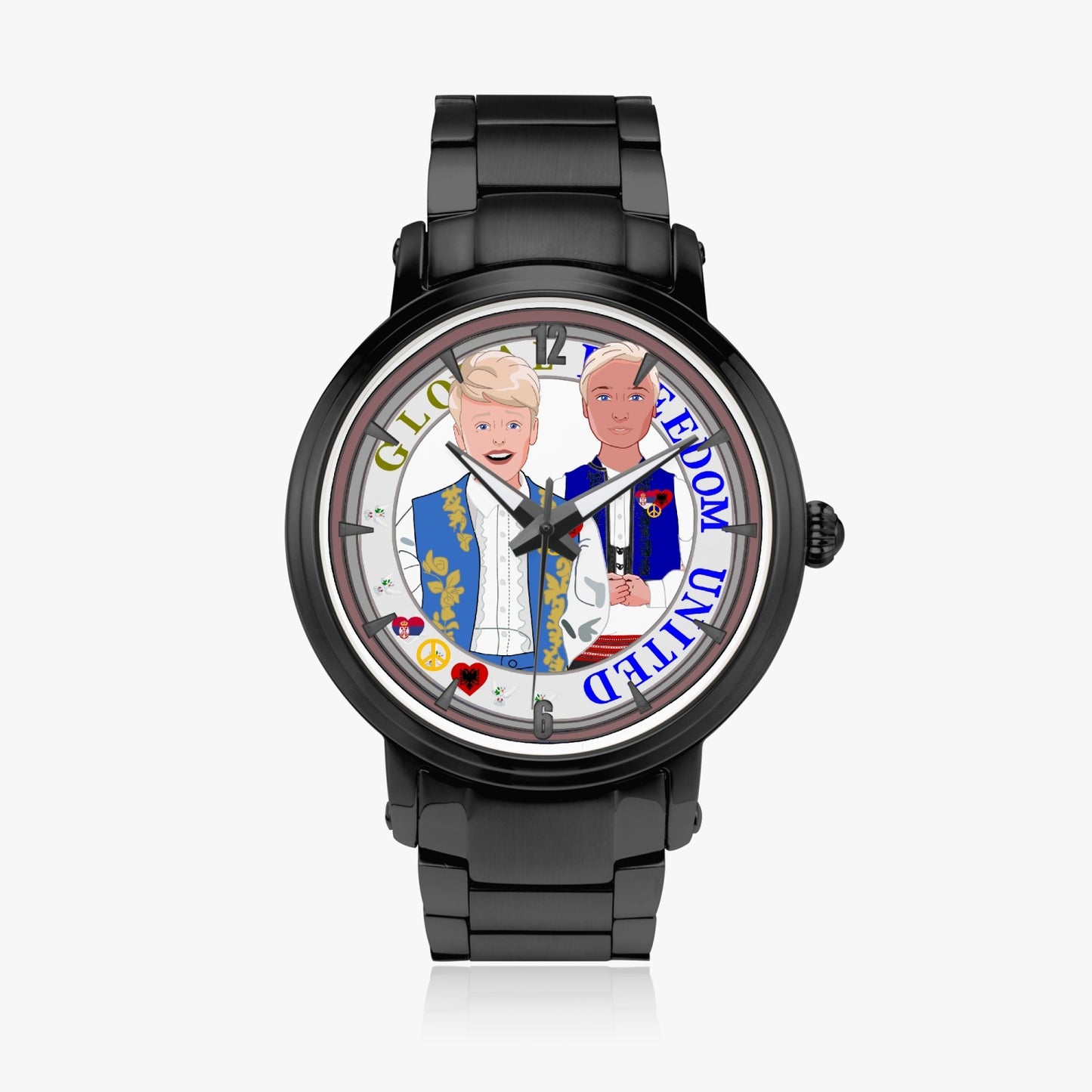 GLOBAL FREEDOM UNITED© New Steel Strap Automatic Watch (With Indicators) Men Albania & Serbia