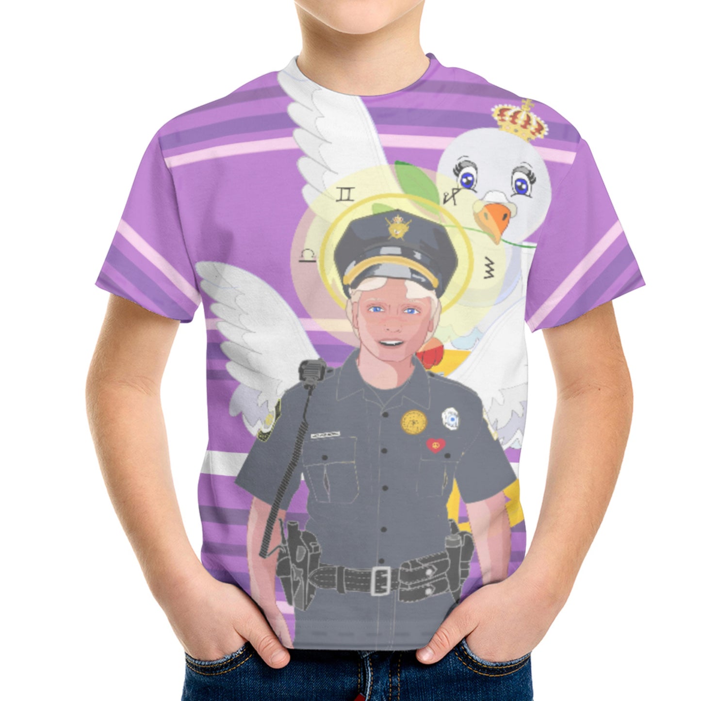 Childrens T-shirt GLOBAL FREEDOM UNITED© Archangel Michael As Policemen Lilac