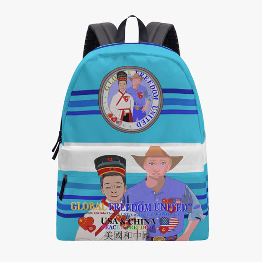 GLOBAL FREEDOM UNITED©  MEN CHINA & USA BLUE All-over-print Canvas Backpack