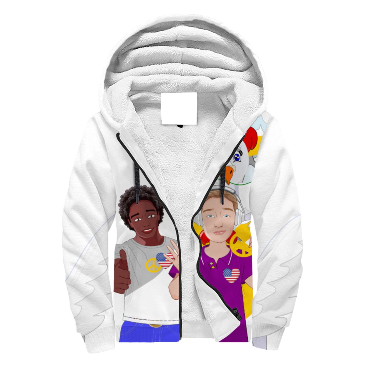Plush Hoodie GLOBAL FREEDOM UNITED© Men Anti Racism & Fascism USA Big