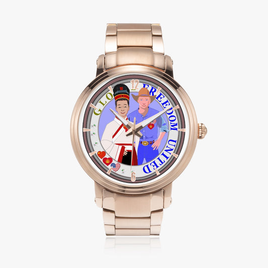 GLOBAL FREEDOM UNITED© New Steel Strap Automatic Watch (With Indicators) Men China & USA