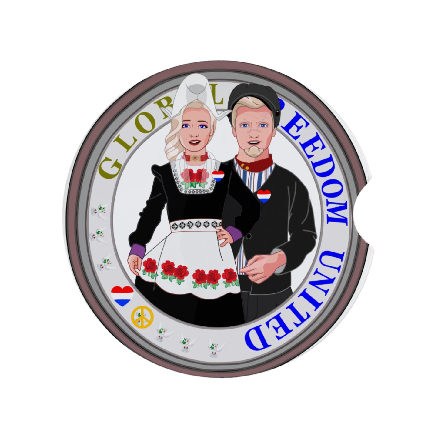 Ceramic Car Coaster GLOBAL FREEDOM UNITED© Couple Nederland