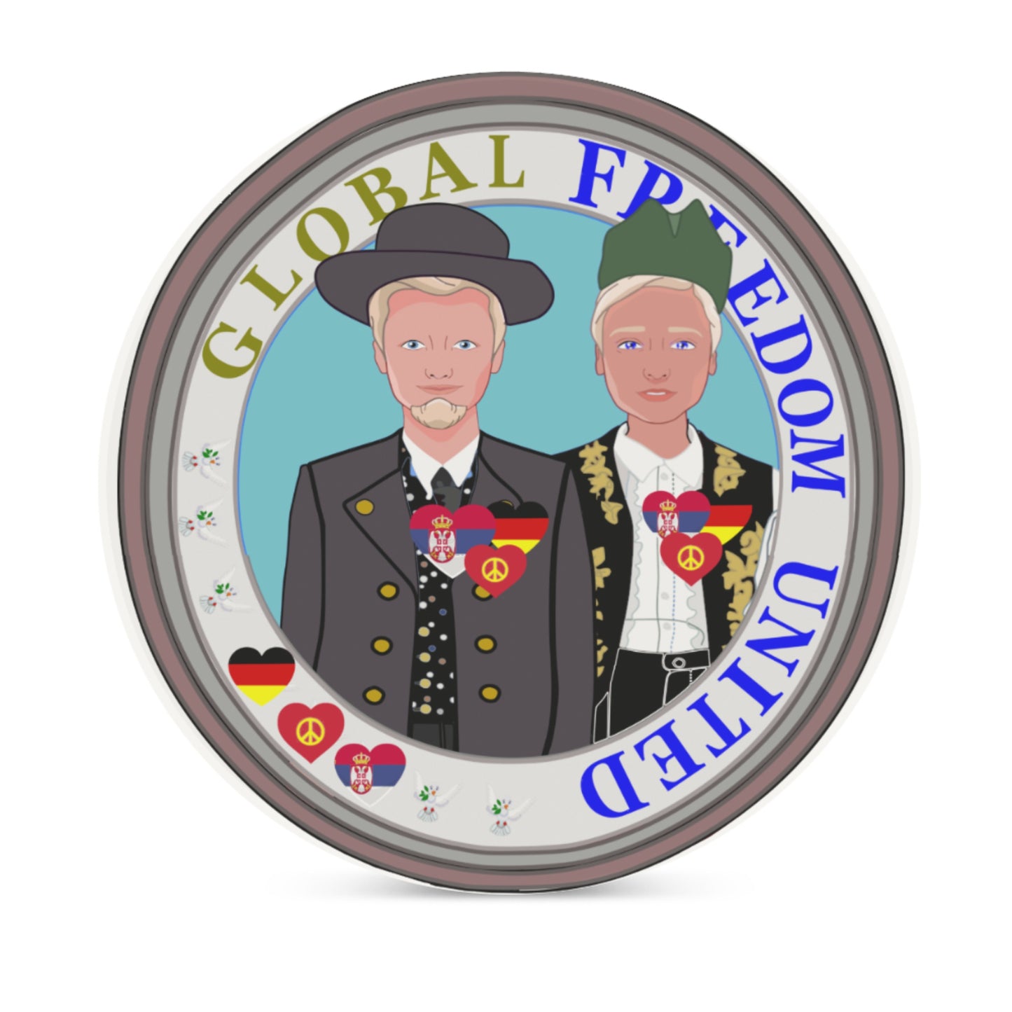 Ceramic Coasters GLOBAL FREEDOM UNITED© Men Serbia & Germany V1