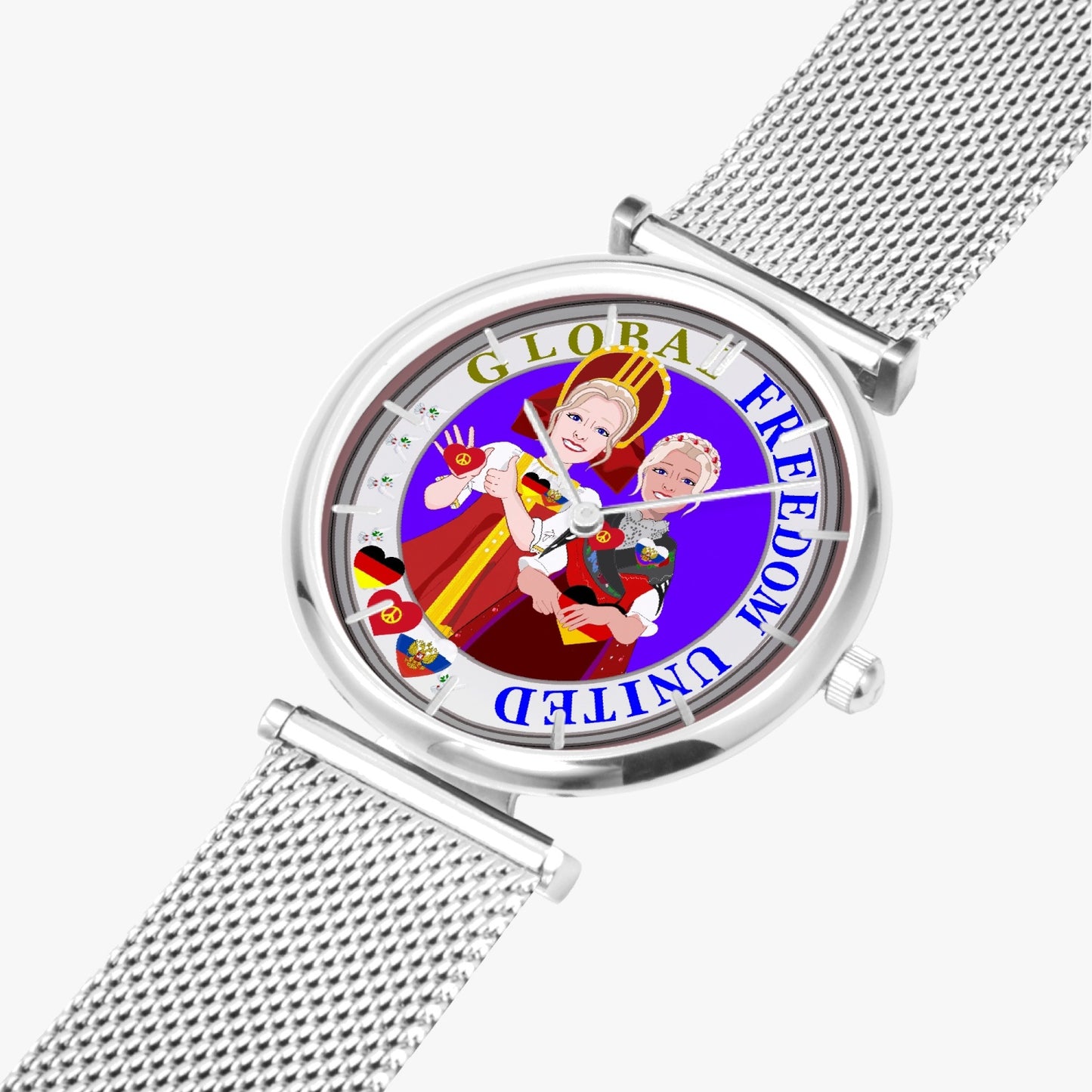 GLOBAL FREEDOM UNITED© New Stylish Ultra-Thin Quartz Watch (With Indicators) Women Russia & Germany