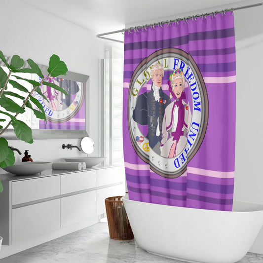 GLOBAL FREEDOM UNITED© Couple USA Georg Washington Lilac - Quick-drying Shower Curtain