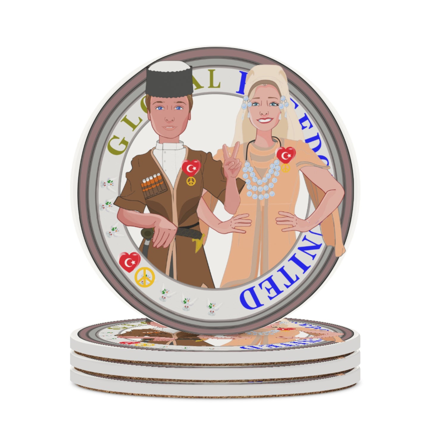 Ceramic Coasters GLOBAL FREEDOM UNITED© Couple Turkey