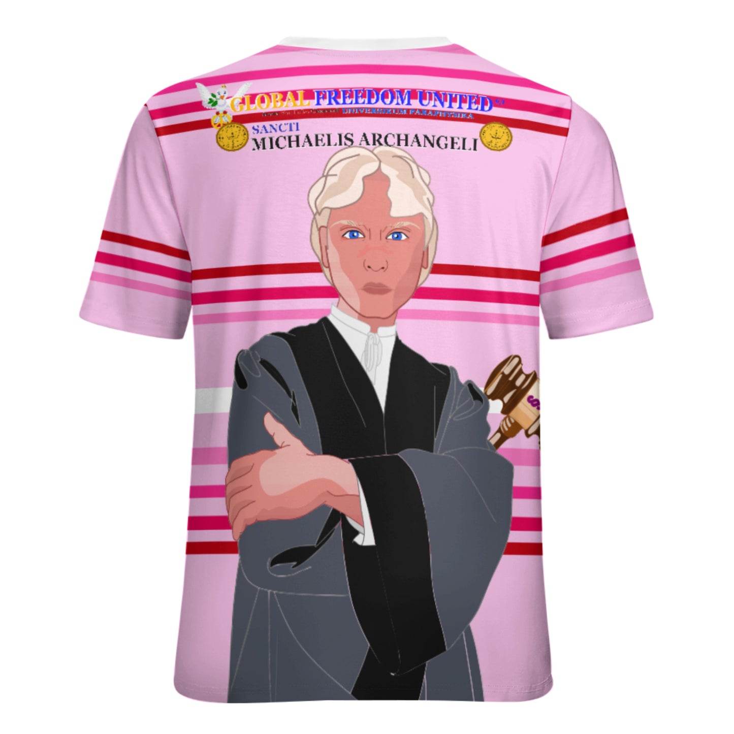 Women´s T-shirt  Global Freedom United© Archangel Michael In Latin V5 Pink1