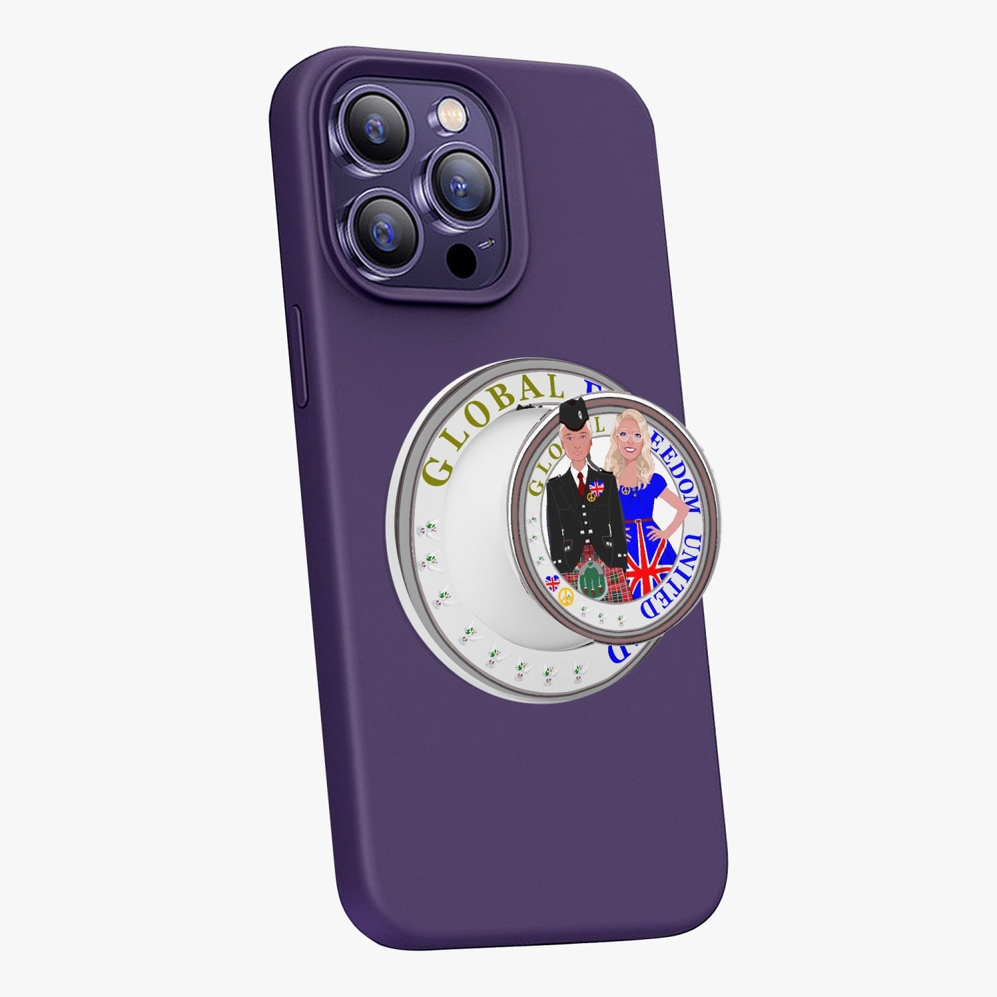 GLOBAL FREEDOM UNITED© Couple England Magnetic Collapsible Grip And Stand