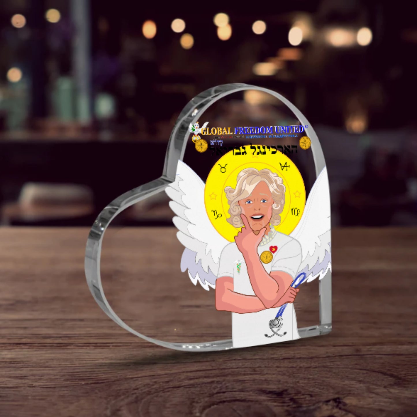 Acryl Heart GLOBAL FREEDOM UNITED© Archangel Gabriel Hebrew