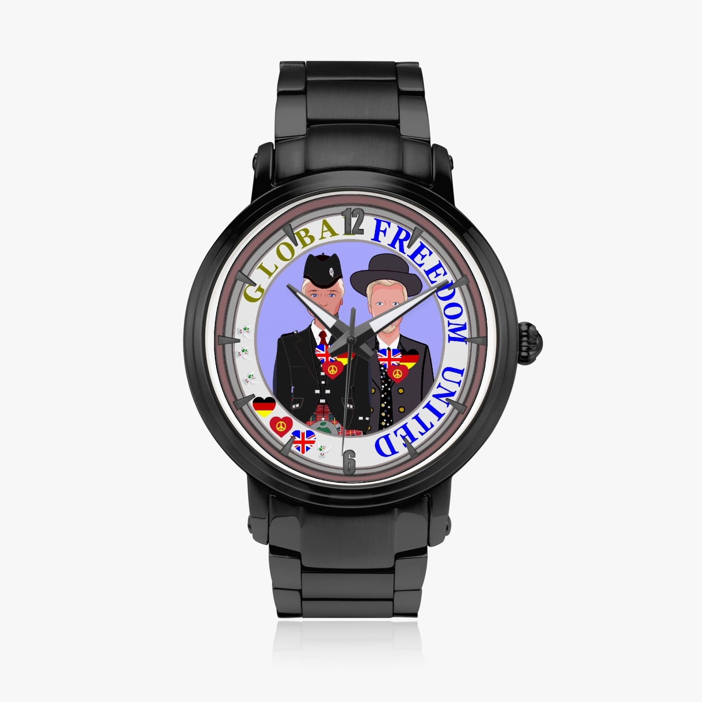 GLOBAL FREEDOM UNITED© New Steel Strap Automatic Watch (With Indicators) Men England & Germany