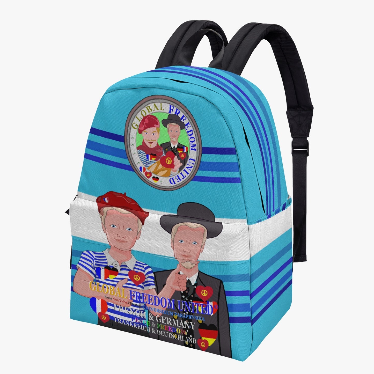 GLOBAL FREEDOM UNITED MEN FRENCH & GERMANY OLD PEACE BLUE All-over-print Canvas Backpack