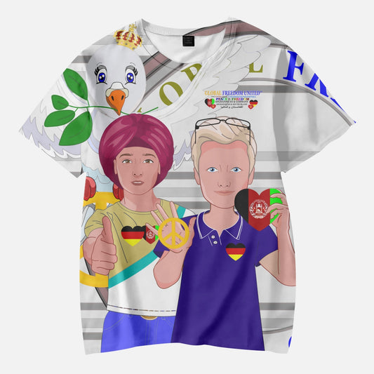 AOP Kids' Short T-Shirts GLOBAL FREEDOM UNITED BOY AFGHANISTAN & GERMANY GREY