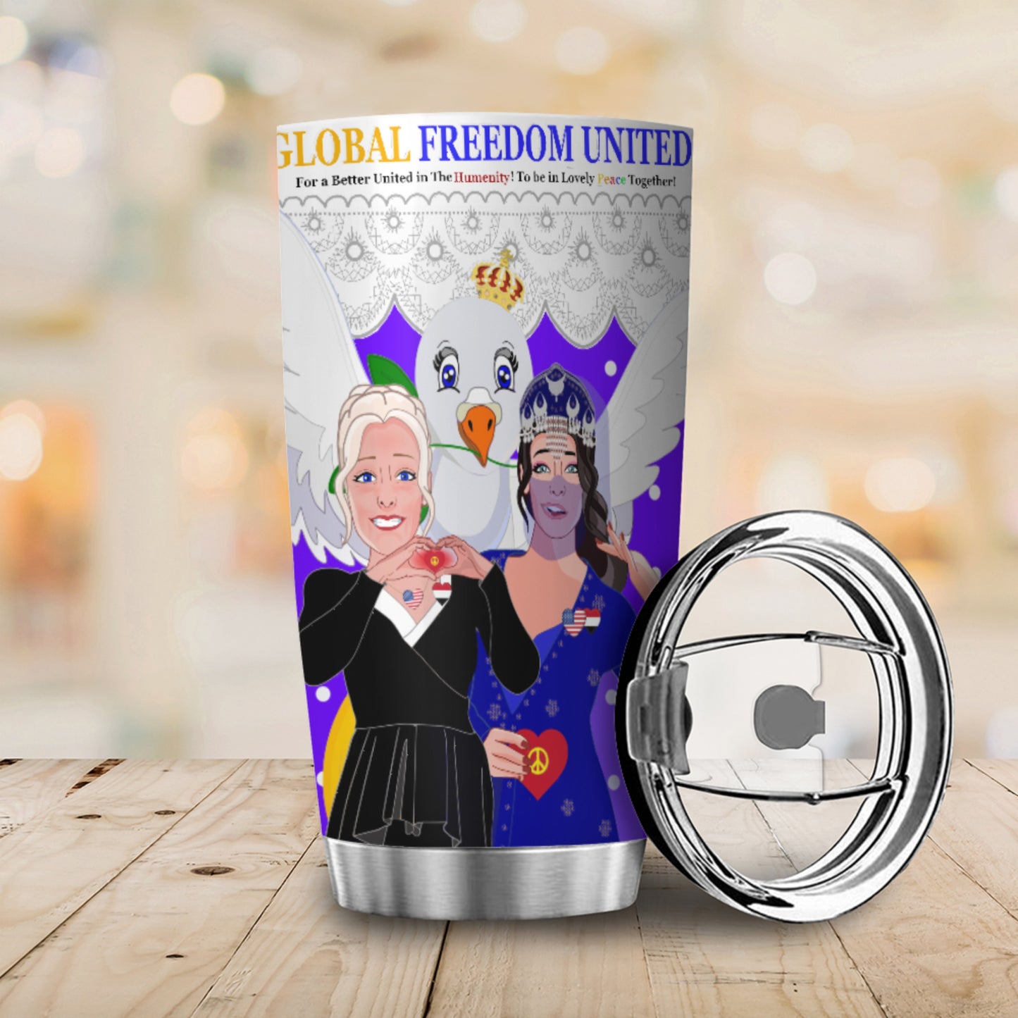 Tumbler GLOBAL FREEDOM UNITED© Women Yemen & USA Lilac2