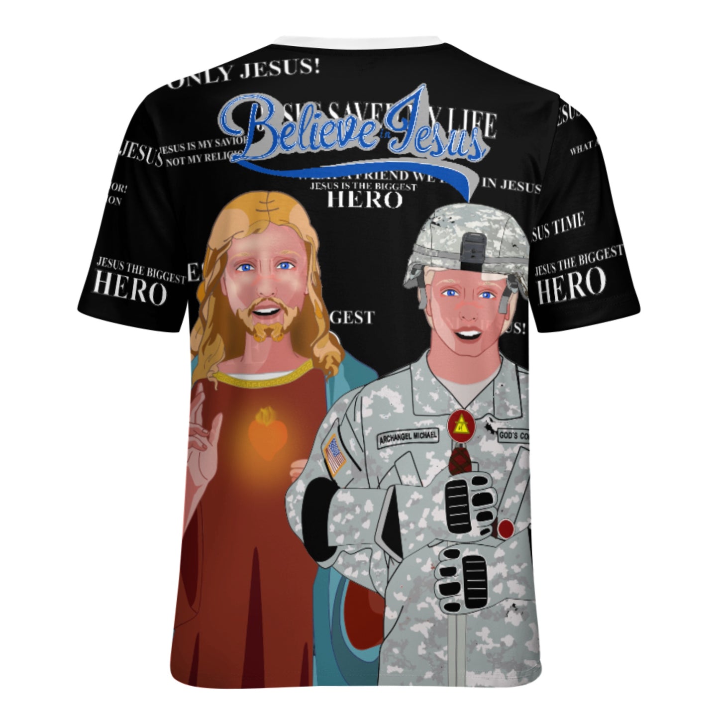 Women´s T-shirt  Black GLOBAL FREEDOM UNITED© Jesus Is A Hero For US American Soldiers