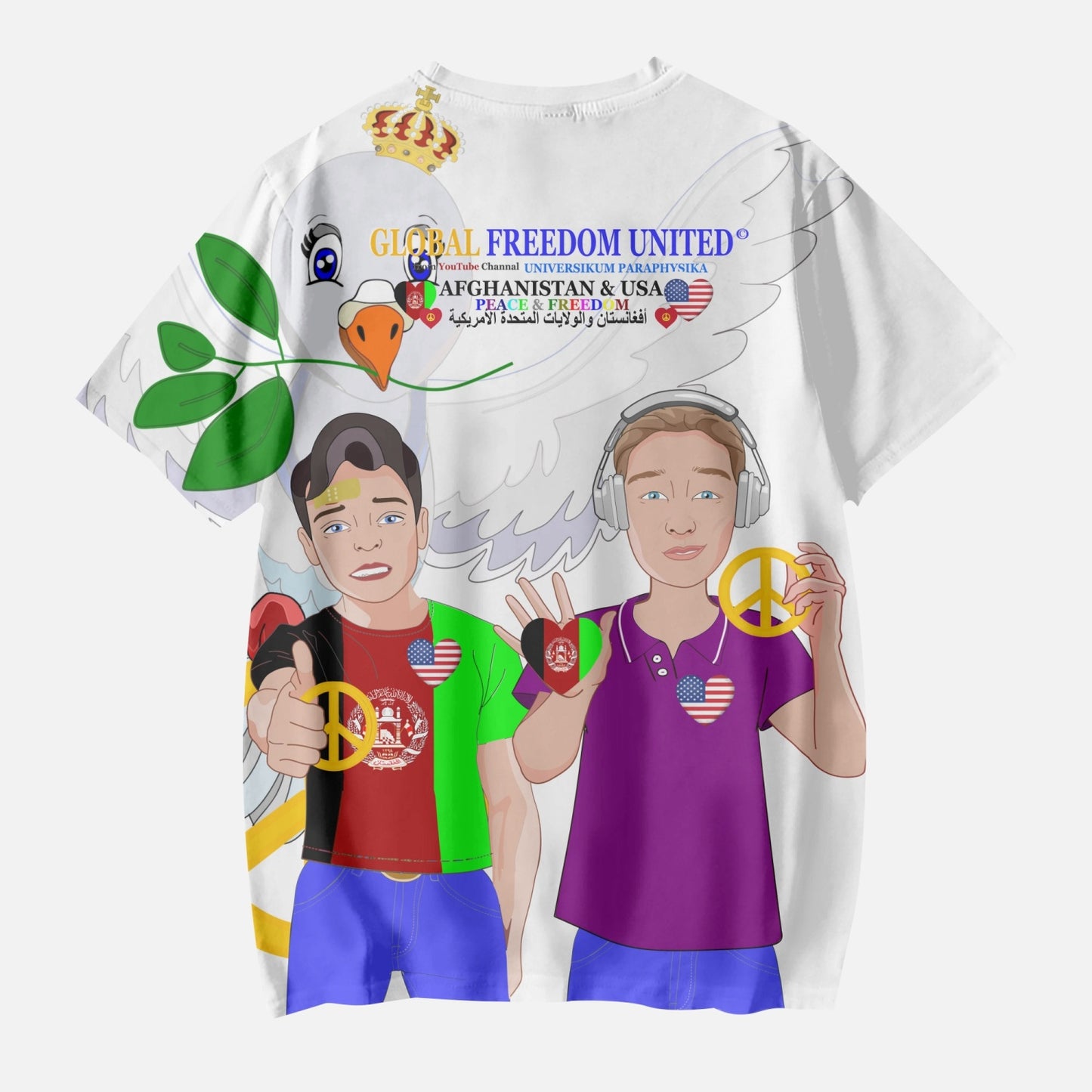 AOP Kids' Short T-Shirts GLOBAL FREEDOM UNITED BOY AFGHANISTAN & USA  V2