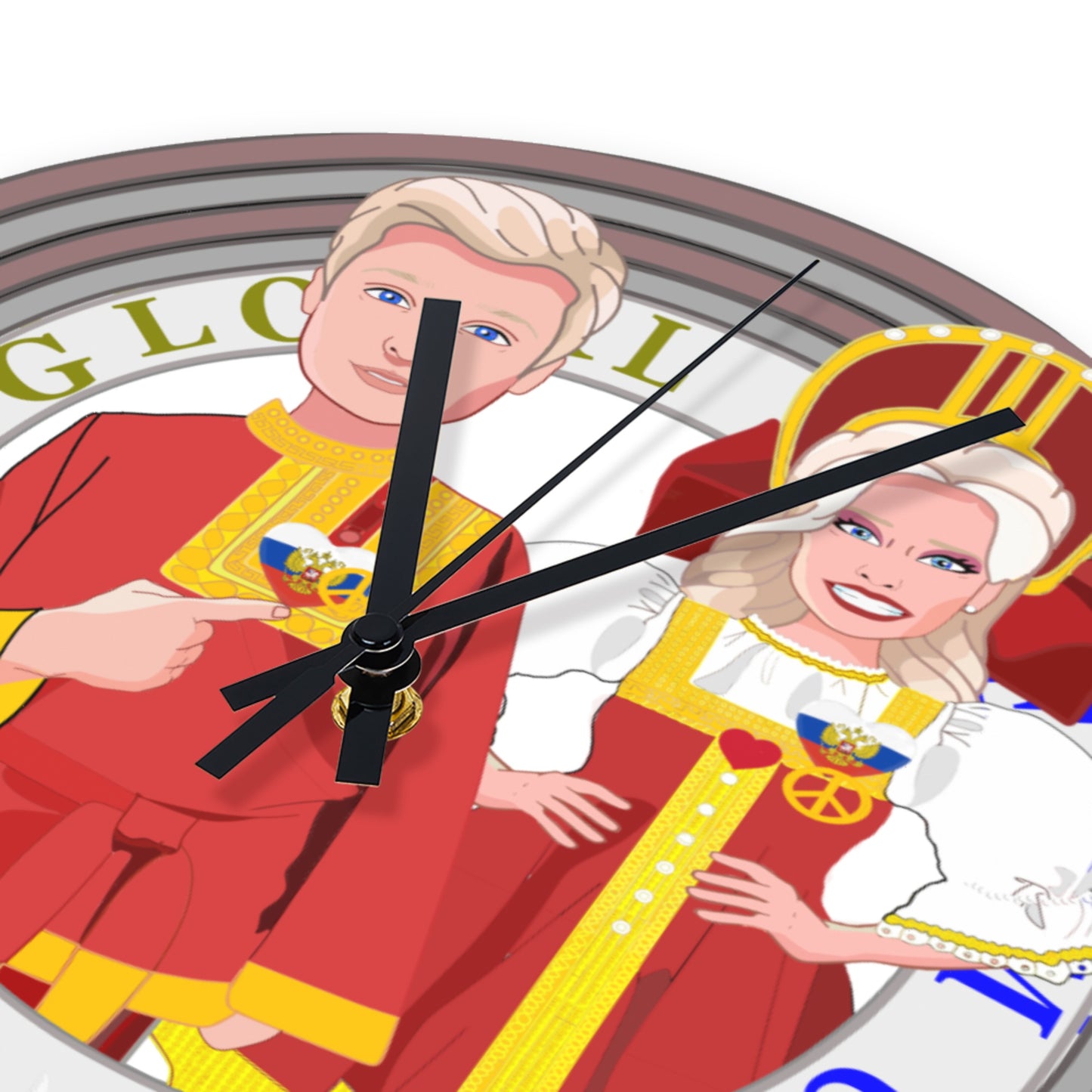 Wooden Wall Clock Without Scale GLOBAL FREEDOM UNITED© Couple Russia