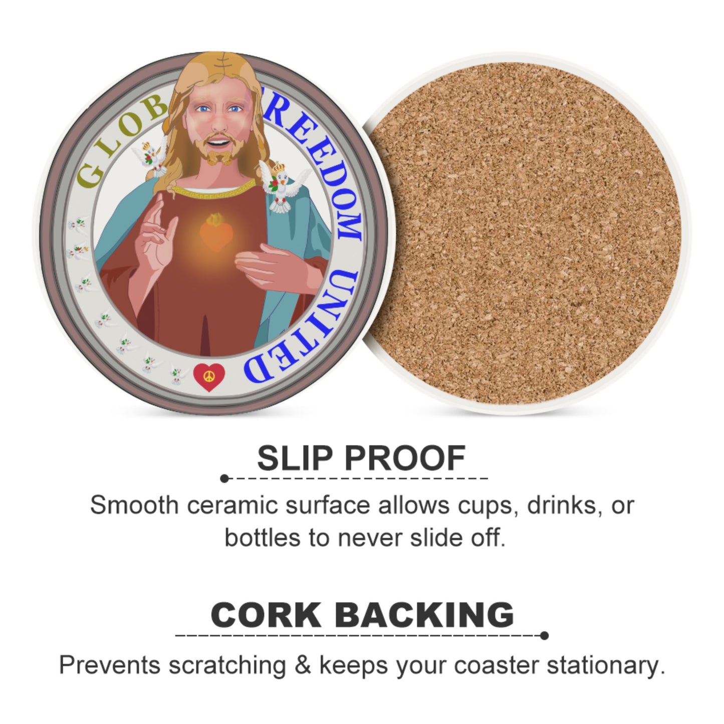 Ceramic Coasters  GLOBAL FREEDOM UNITED© Jesus Christ