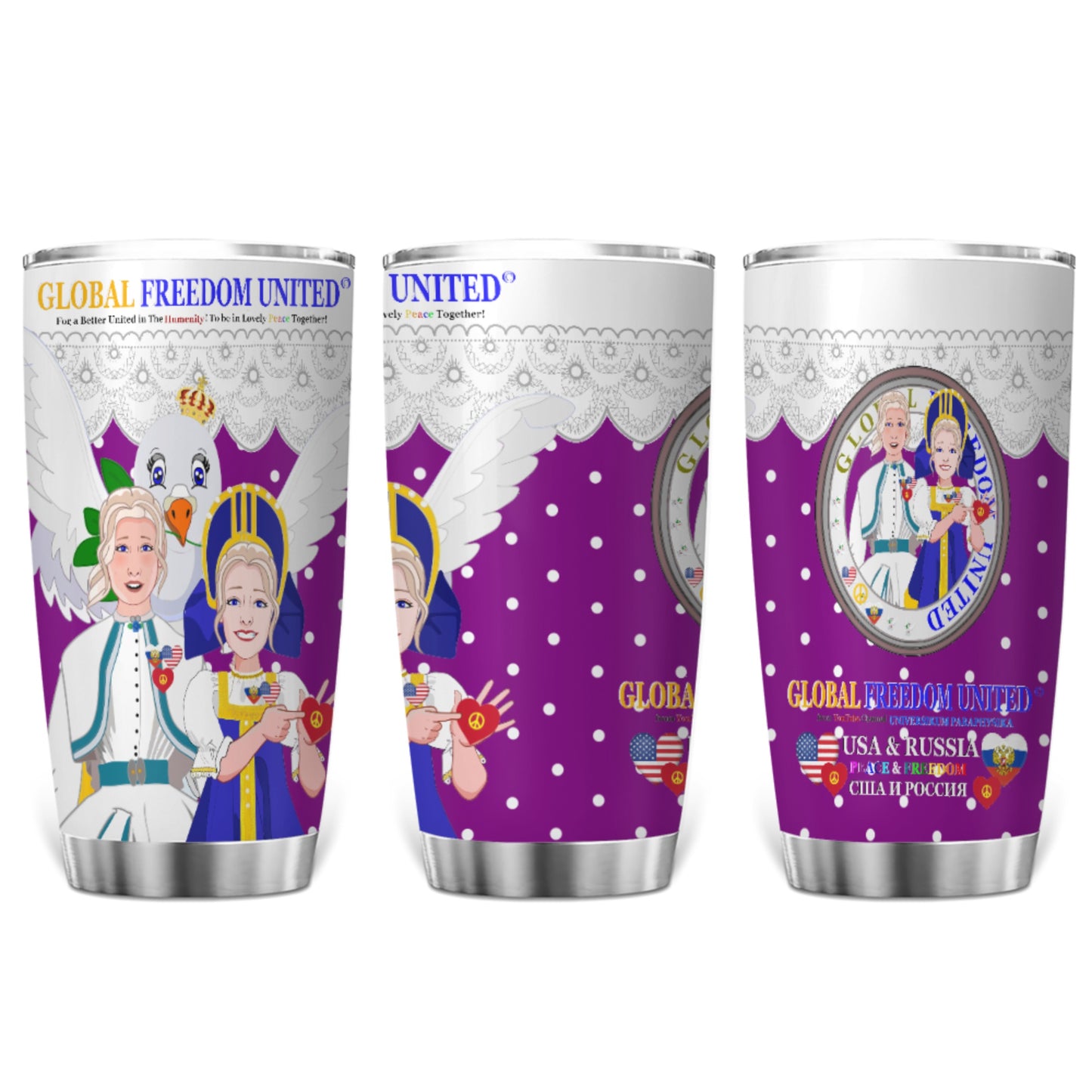 Tumbler GLOBAL FREEDOM UNITED© Women Russia & USA Lilac1
