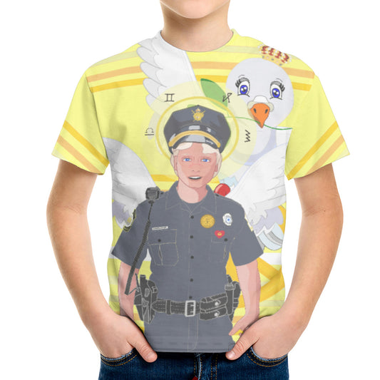 Childrens T-shirt GLOBAL FREEDOM UNITED© Archangel Michael As Policemen Yellow