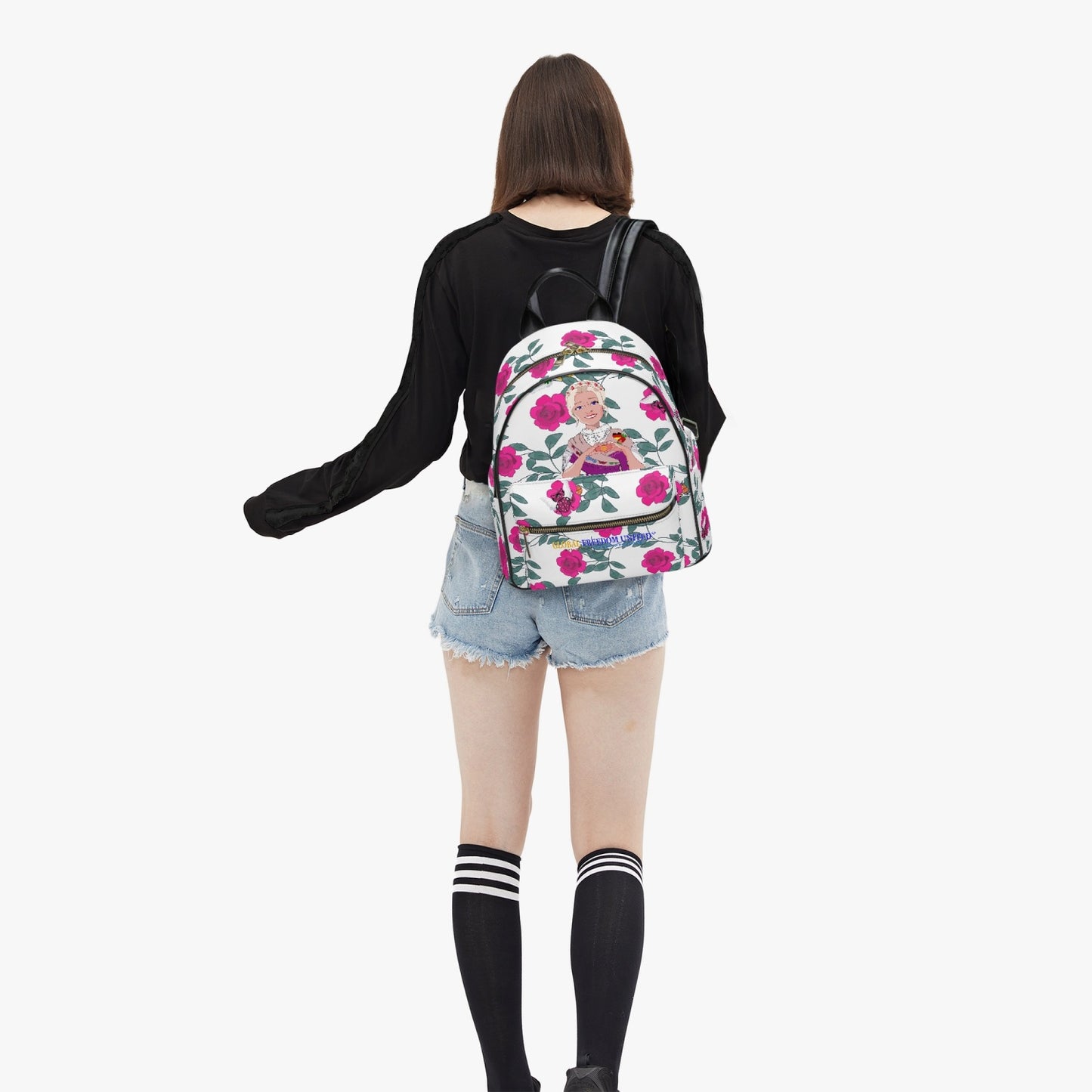 All Over Printed PU Backpack GLOBAL FREEDOM UNITED© Couple Germany Skarabeus Beetle Women  Pink