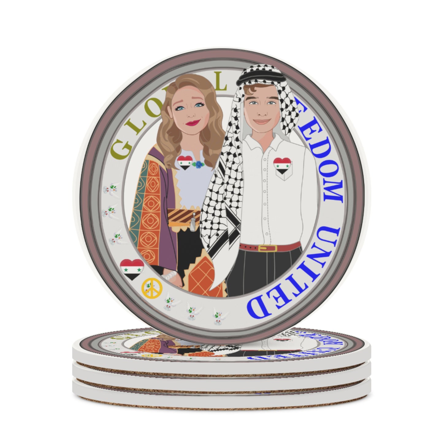 Ceramic Coasters GLOBAL FREEDOM UNITED© Couple Syria