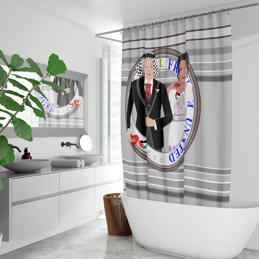 GLOBAL FREEDOM UNITED© Couple Palestina Grey - Quick-drying Shower Curtain