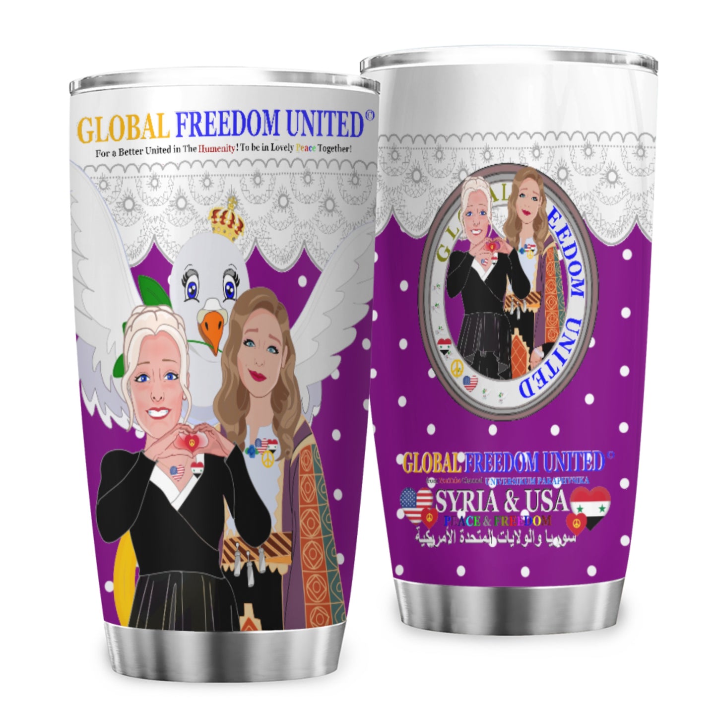 Tumbler GLOBAL FREEDOM UNITED© Women Syria & USA Lilac