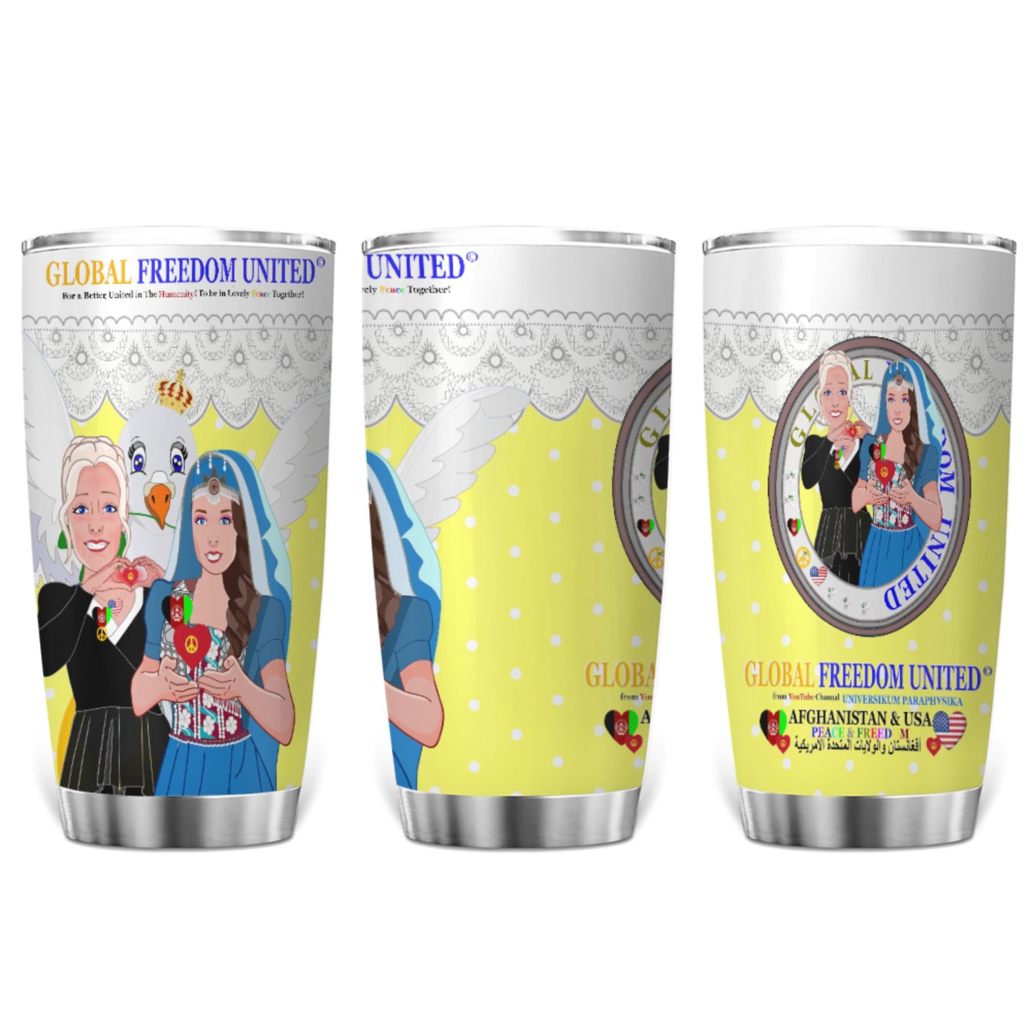 Tumbler GLOBAL FREEDOM UNITED© Women Afghanistan & USA Yellow