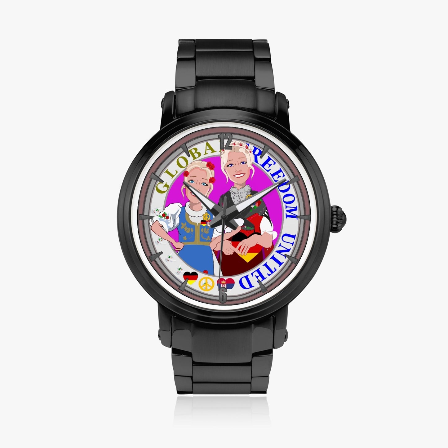 New Steel Strap Automatic Watch (With Indicators) GLOBAL FREEDOM UNITED© Women Serbia & Germany